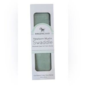 NWT Amazing Baby Newborn Muslin Swaddle - Sage Green